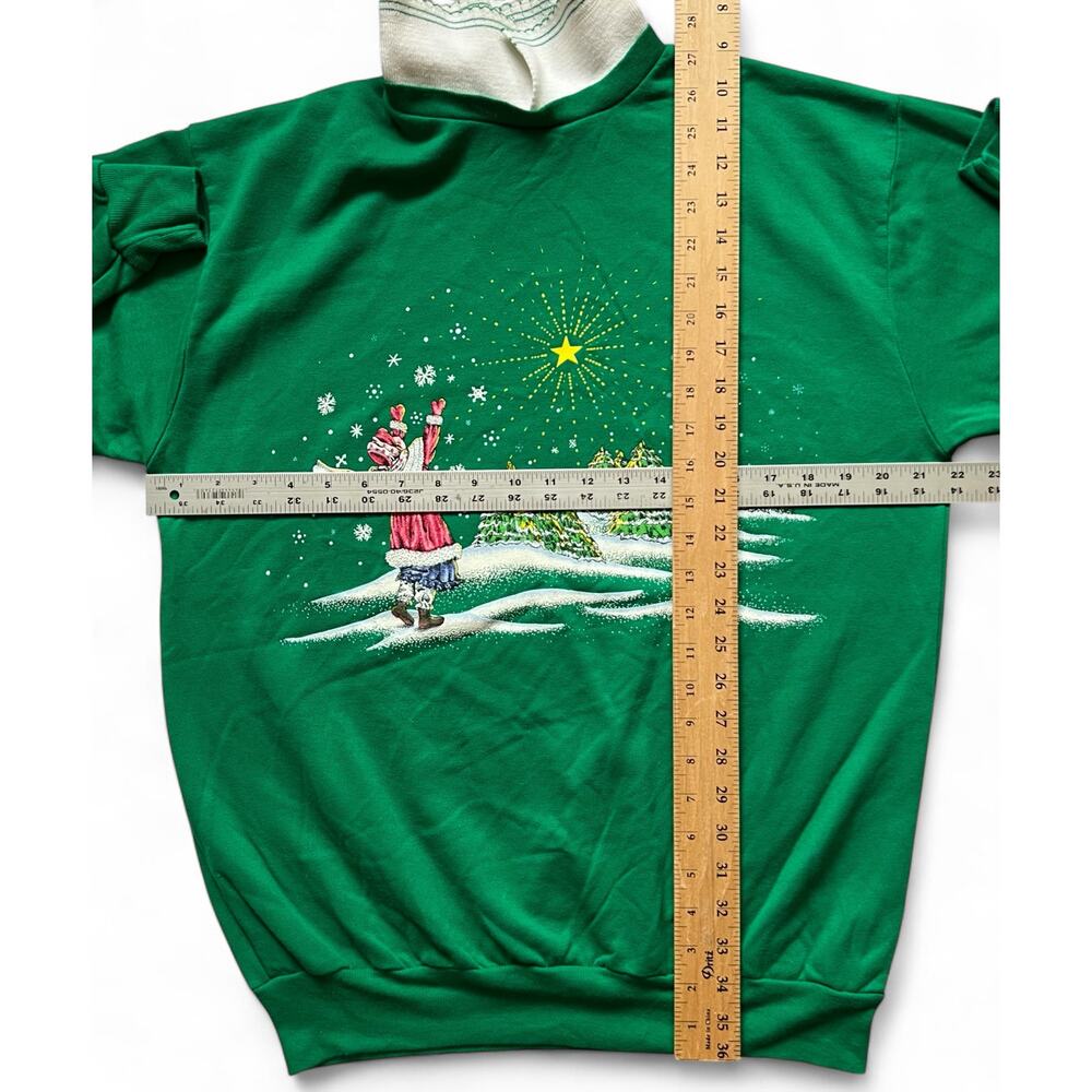 Vintage Grannycore Winter Snow Star Holidays Collared Christmas Sweatshirt M USA - Picture 8 of 8